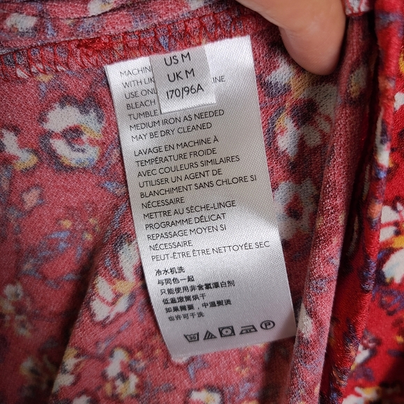 NWT Free People Red Floral Long Sleeve Midi Dress Size M - Picture 7 of 11